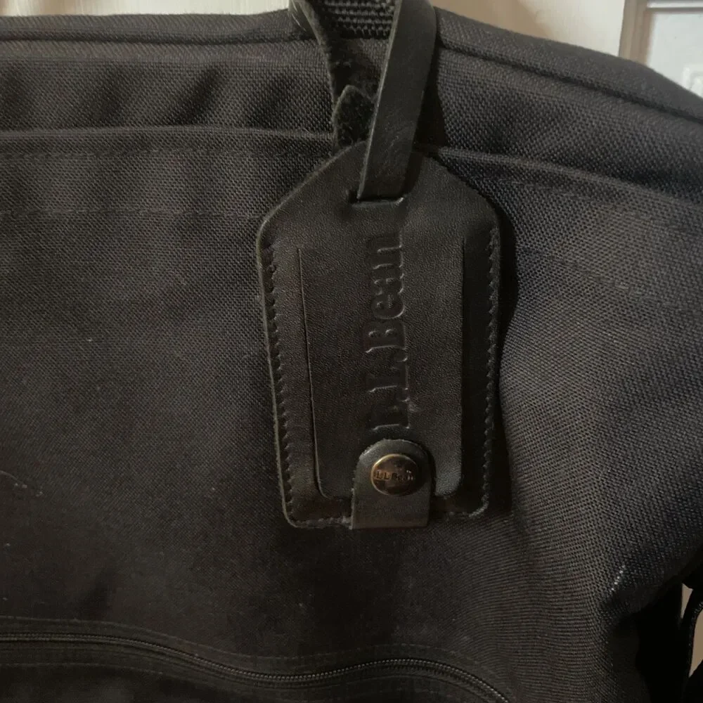 Vintage L.L. Bean Continental Messenger Briefcase Bag - Black Nylon & Leather